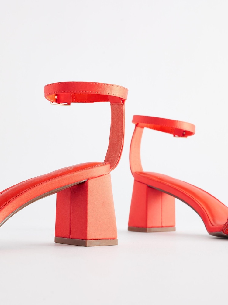 Orange Regular/Wide Fit Forever Comfort® Twist Jewel Block Heel Sandals - Image 5 of 5