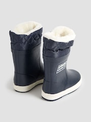 JoJo Maman Bébé Navy Blue Cosy Lined Drawstring Top Wellies - Image 2 of 4