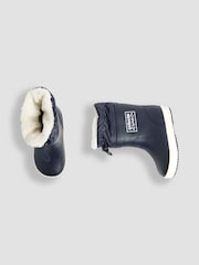 JoJo Maman Bébé Navy Blue Cosy Lined Drawstring Top Wellies - Image 3 of 4