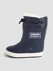 JoJo Maman Bébé Navy Blue Cosy Lined Drawstring Top Wellies - Image 4 of 4