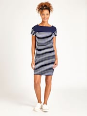 JoJo Maman Bébé Navy White Stripe Breton Stripe Nursing Dress - Image 2 of 4