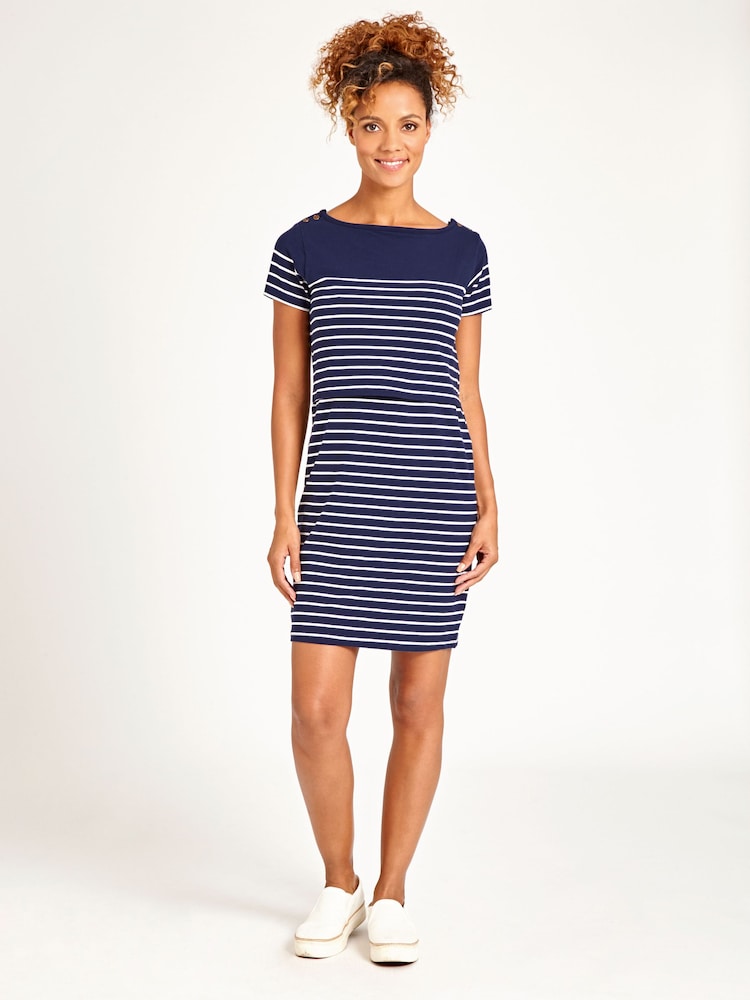 JoJo Maman Bébé Navy White Stripe Breton Stripe Nursing Dress - Image 2 of 4