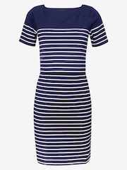 JoJo Maman Bébé Navy White Stripe Breton Stripe Nursing Dress - Image 3 of 4