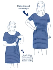 JoJo Maman Bébé Navy White Stripe Breton Stripe Nursing Dress - Image 4 of 4