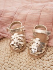 Gold Baby Ankle Strap Fisherman Sandals (0-18mths) - Image 1 of 4