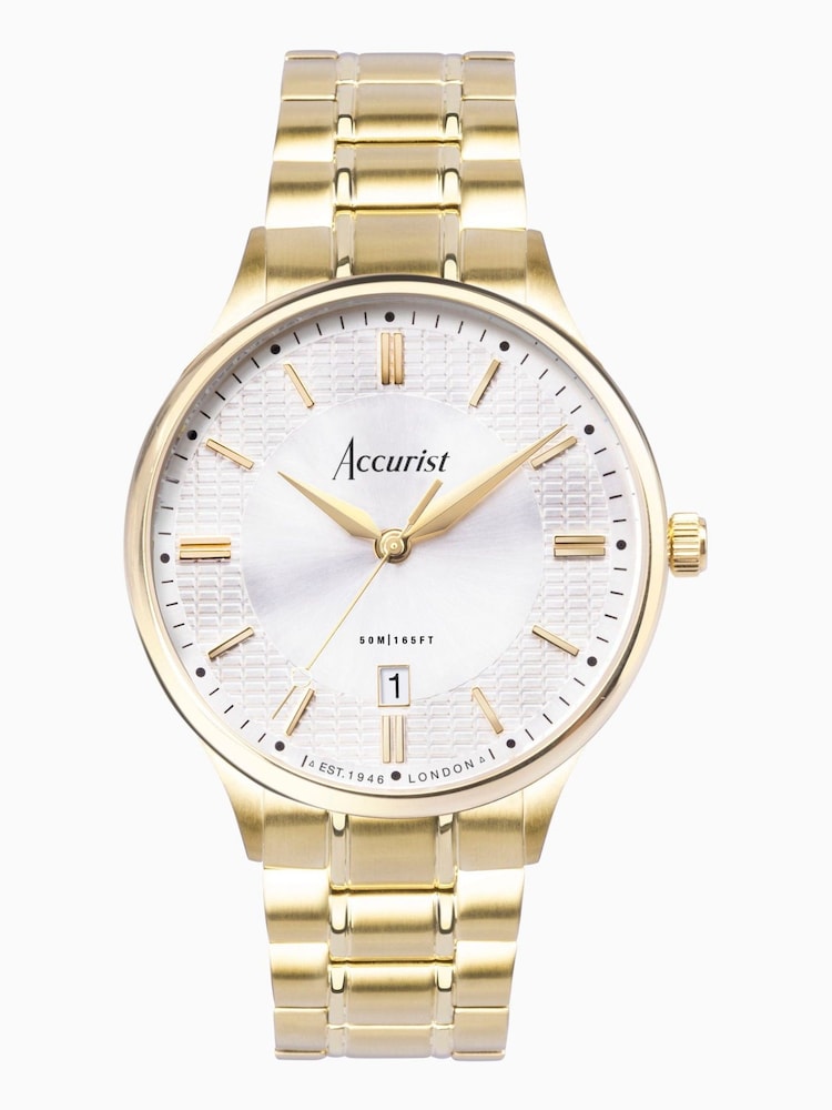 Accurist Classic Mens Gold Plated Stainless Steel Bracelet Analogue Watch - Image 1 of 7
