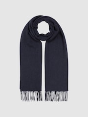 Reiss Navy Picton Wool and Cashmere Scarf - Image 1 of 4