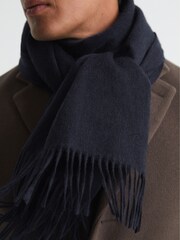 Reiss Navy Picton Wool and Cashmere Scarf - Image 3 of 4