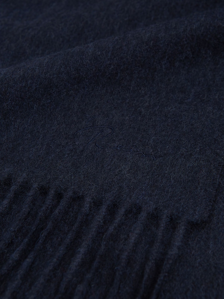 Reiss Navy Picton Wool and Cashmere Scarf - Image 4 of 4