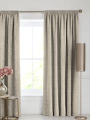 Natural Heavyweight Chenille Pencil Pleat Blackout/Thermal Curtains - Image 1 of 7