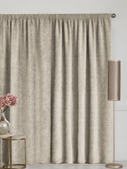 Natural Heavyweight Chenille Pencil Pleat Blackout/Thermal Curtains - Image 3 of 7