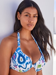 Blue Aztec Padded Wired Halter Bikini Top - Image 1 of 6