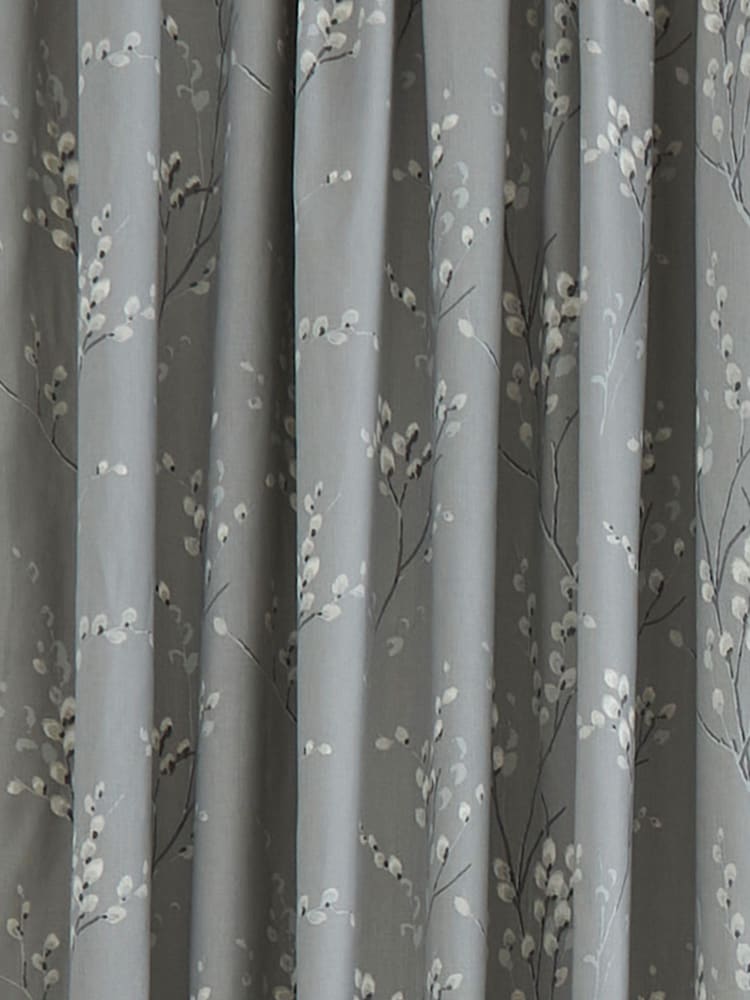Laura Ashley Steel Grey Pussy Willow Lined 100% Cotton Eyelet Eyelet Curtains - Image 3 of 3