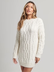 Ecru - Superdry Vintage Kleid mit Zopfstrickmuster - Bild 1 von 6