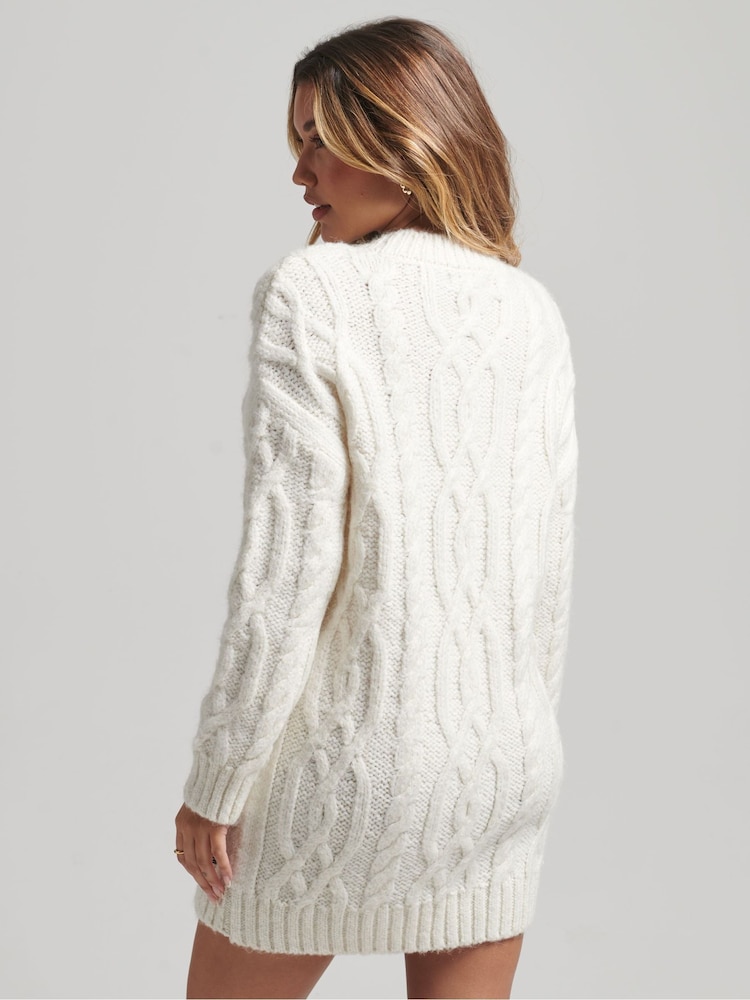 Ecru - Superdry Vintage Kleid mit Zopfstrickmuster - Bild 2 von 6