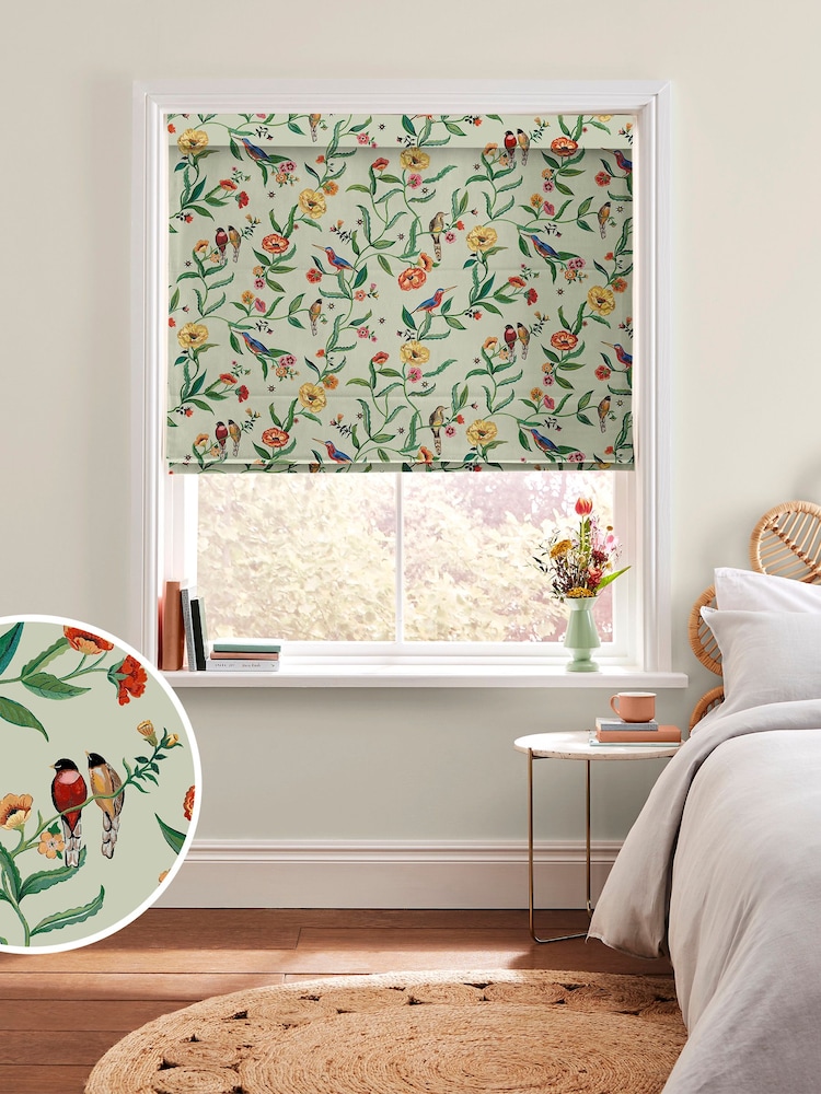 Cath Kidston Green Summer Birds Made To Measure Roman 100% Cotton Blinds - Image 1 of 6
