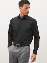 Black Regular Fit Easy Care Single Cuff Smart Shirt - Image 1 of 7