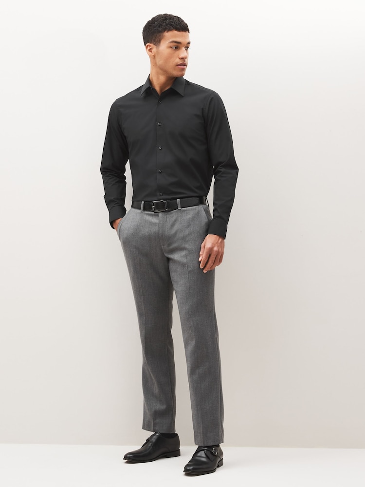Black Regular Fit Easy Care Single Cuff Smart Shirt - Image 2 of 7