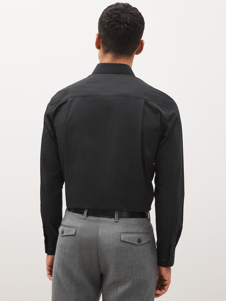 Black Regular Fit Easy Care Single Cuff Smart Shirt - Image 3 of 7