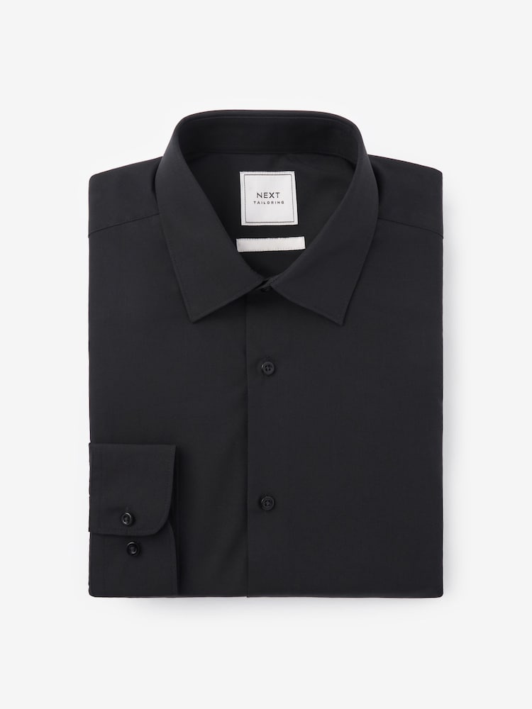 Black Regular Fit Easy Care Single Cuff Smart Shirt - Image 5 of 7