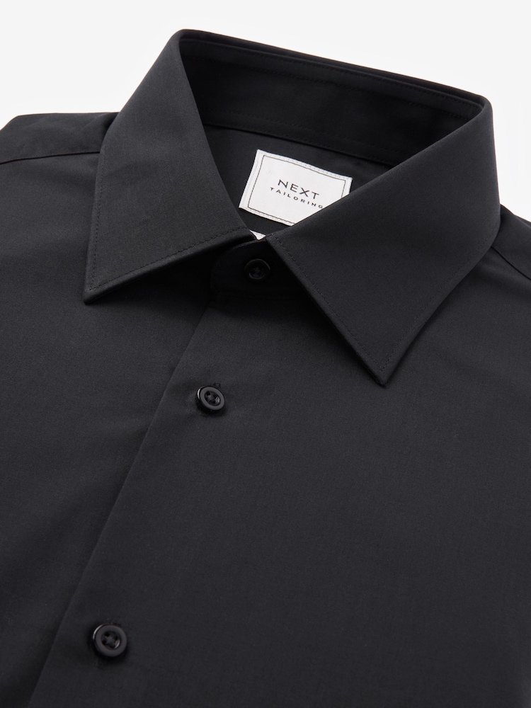Black Regular Fit Easy Care Single Cuff Smart Shirt - Image 6 of 7