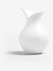 White Pleated Ceramic Medium Vase - Image 3 of 4