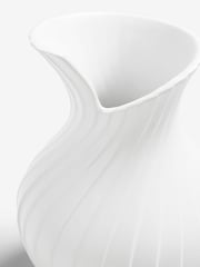 White Pleated Ceramic Medium Vase - Image 4 of 4