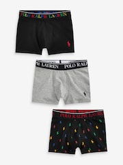 Polo Ralph Lauren Black/Grey Boys Cotton Stretch Logo Boxers 3 Pack - Image 1 of 4