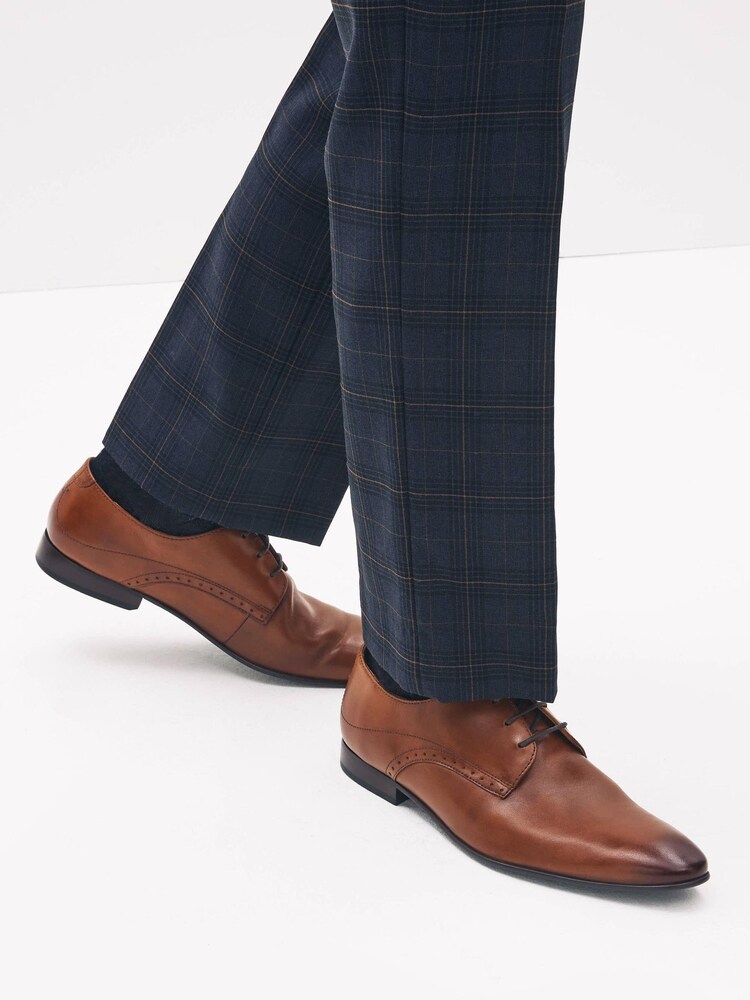 Tan Brown Leather Derby Shoes - Image 2 of 6