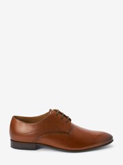 Tan Brown Leather Derby Shoes - Image 3 of 6