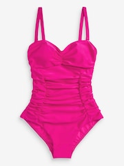 Pink Tummy Control Ruched Bandeau Swimsuit - Image 5 of 5