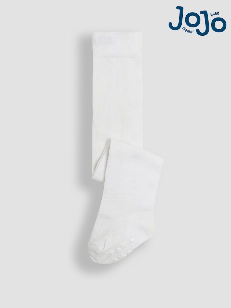 JoJo Maman Bébé White Cotton Rich Plain Tights - Image 5 of 5