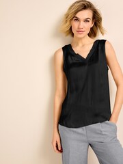 Black Satin Front V-Neck Sleeveless Top - Image 1 of 1