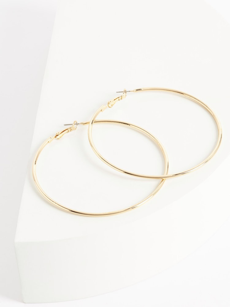 Gold Tone Oversized Hoop Earrings - Image 2 of 2