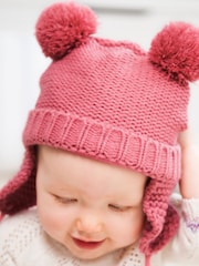 Розовый - Уютная шляпа с помпонами JoJo Maman Bébé - Изображение 5 из 5