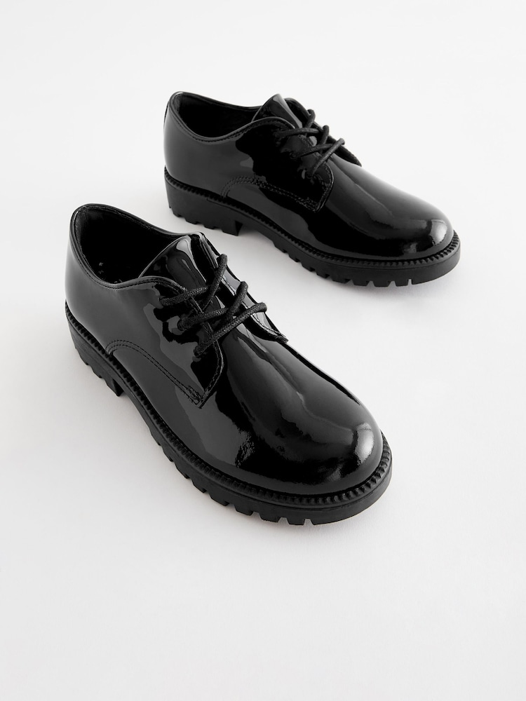 Black Patent Standard Fit (F) School Leather Lace-Up Shoes - Image 2 of 5