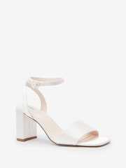 Ivory White Forever Comfort® Wedding Satin Block Heel Bridal Sandals - Image 6 of 8
