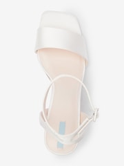 Ivory White Forever Comfort® Wedding Satin Block Heel Bridal Sandals - Image 7 of 8