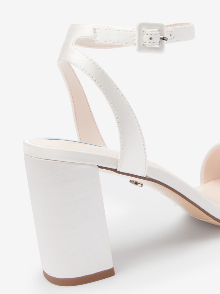 Ivory White Forever Comfort® Wedding Satin Block Heel Bridal Sandals - Image 8 of 8