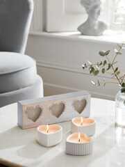 Grey English Rose Set Of Heart Candle - Image 1 of 3