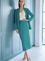 Green Textured Tailored Midi Skirt - Image 1 of 4