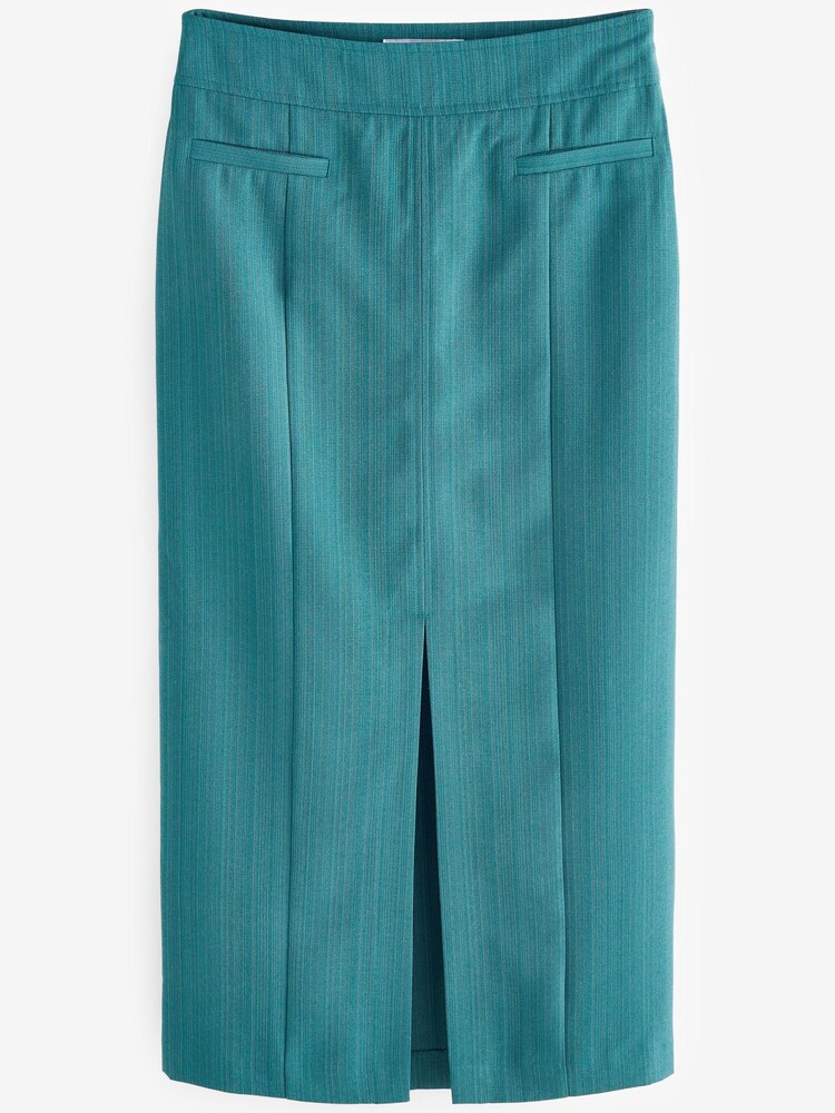 Green Textured Tailored Midi Skirt - Image 4 of 4