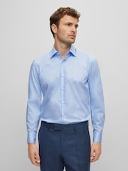 BOSS Blue Regular Fit Poplin Easy Iron Long Sleeve 100% Cotton Shirt - Image 1 of 6
