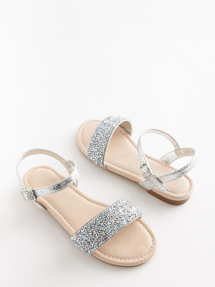 Silber-Kristall - Sandalen für besondere Anlässe mit Schmucksteinen - Bild 1 von 5 Silber-Kristall - Sandalen für besondere Anlässe mit Schmucksteinen - Bild 1 von 5