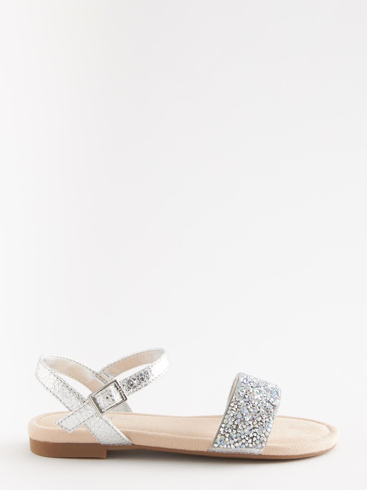 Silber-Kristall - Sandalen für besondere Anlässe mit Schmucksteinen - Bild 2 von 5 Silber-Kristall - Sandalen für besondere Anlässe mit Schmucksteinen - Bild 2 von 5