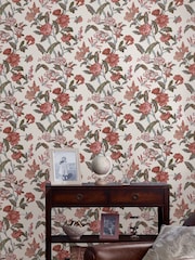 Laura Ashley Crimson Red Minera A4 Wallpaper Sample - Image 1 of 2