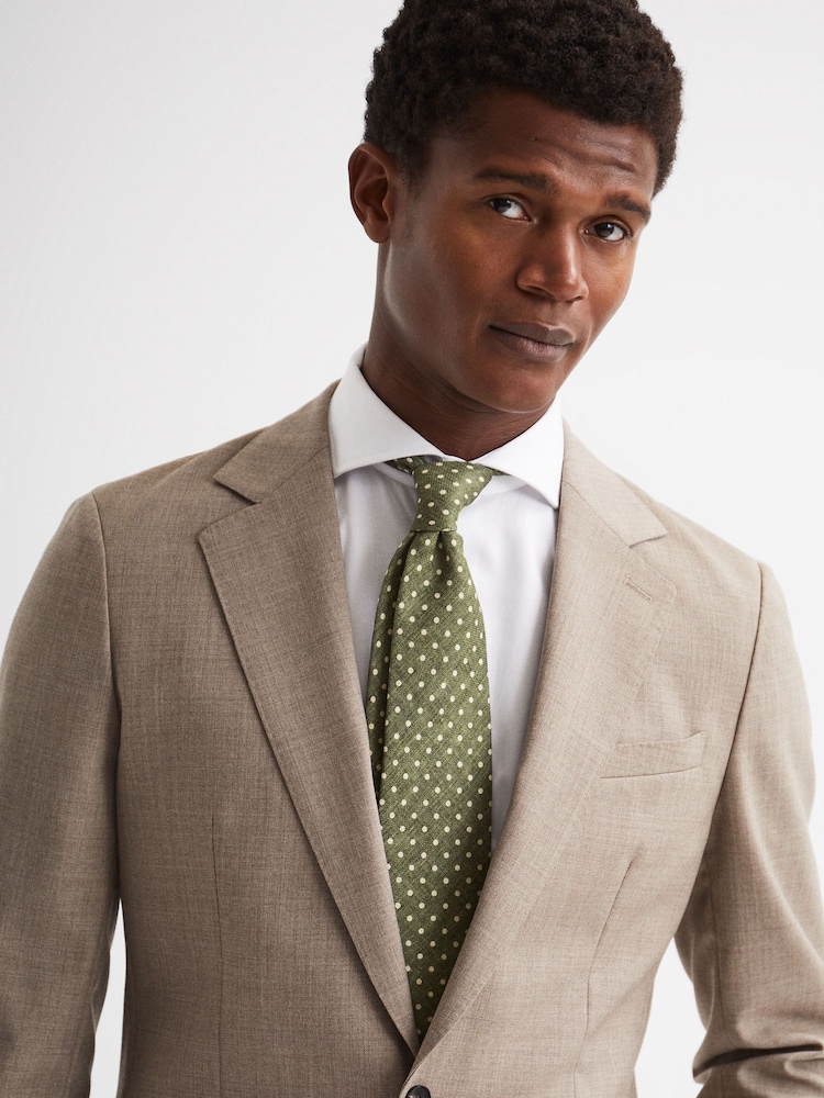 Reiss Green Mars Silk Polka Dot Tie - Image 2 of 5