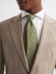 Reiss Green Mars Silk Polka Dot Tie - Image 3 of 5