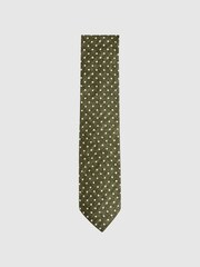 Reiss Green Mars Silk Polka Dot Tie - Image 4 of 5