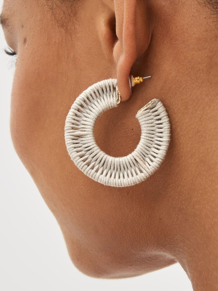 Grey Wrap Hoop Earrings - Image 1 of 3 Grey Wrap Hoop Earrings - Image 1 of 3
